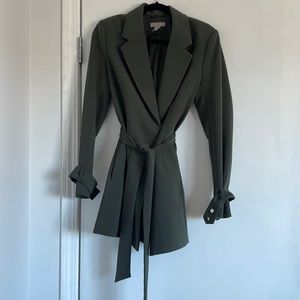 H&M - tie up blazer, military green